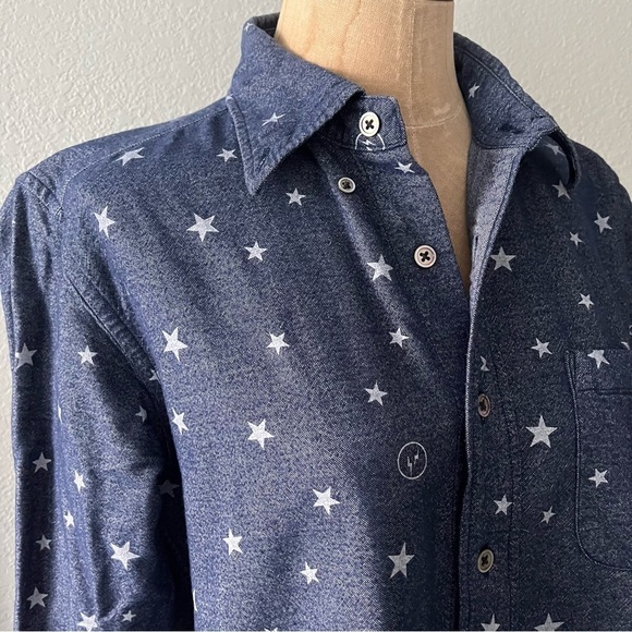 UNIFORM EXPERIMENT x FRAGMENT sz 2 M Long Sleeve Button Down Shirt Stars - Picture 7 of 10